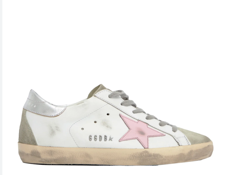 Golden Goose Super Star Shoes  Silver Heel Pink Star