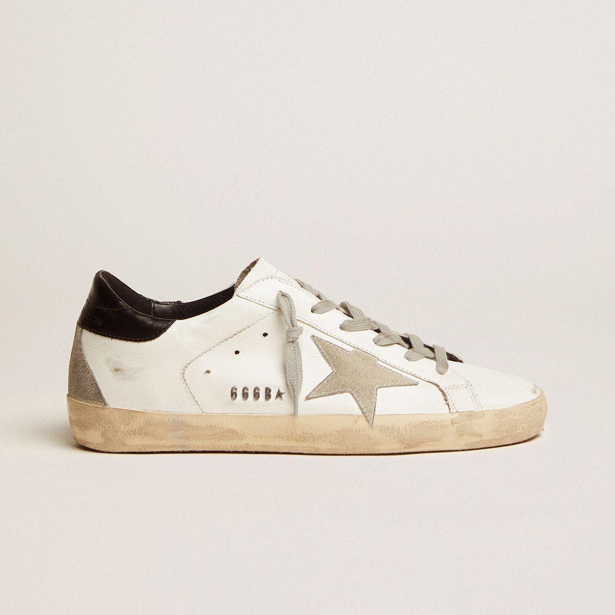 Golden Goose Super Star Shoes  Black Heel Grey Suede Star