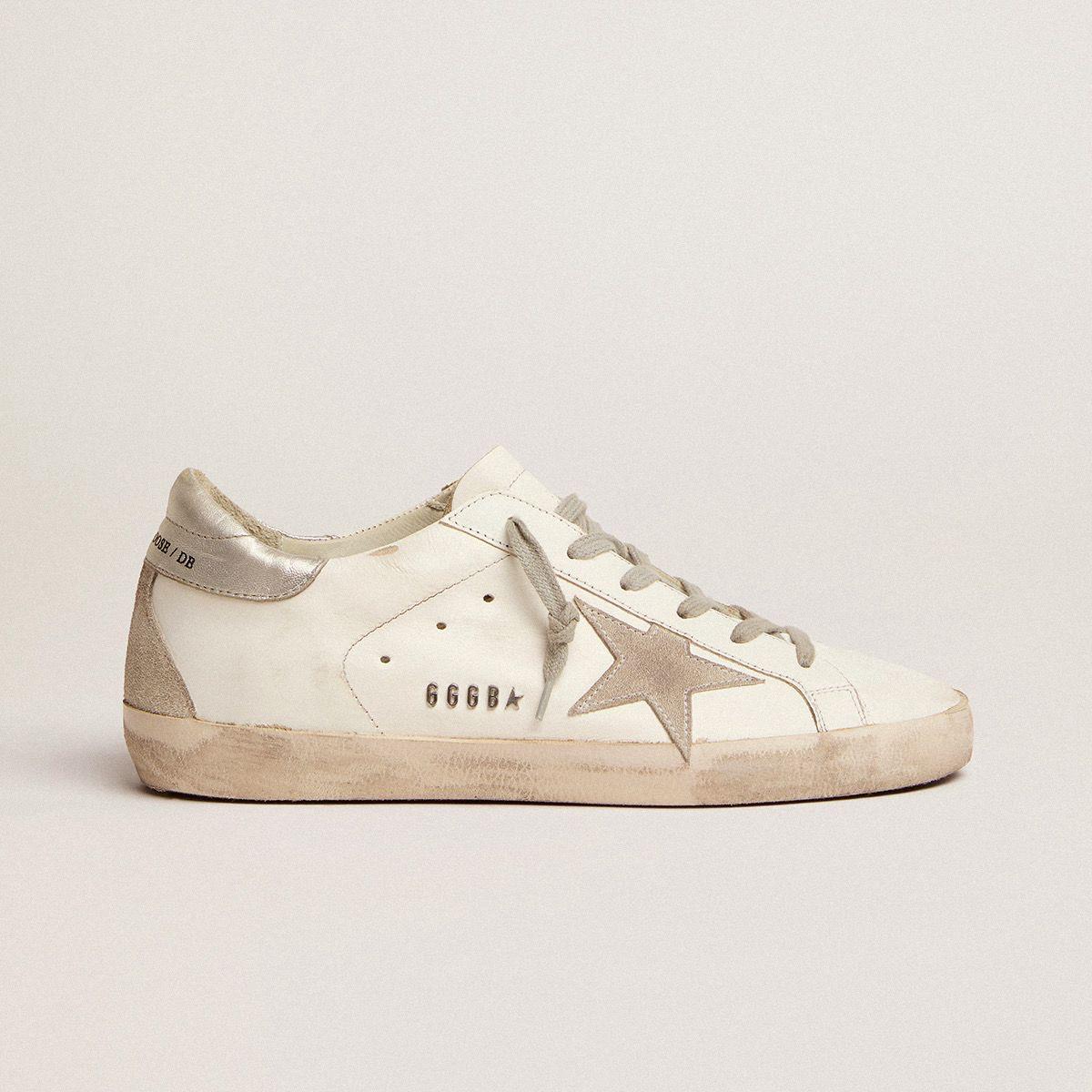 Golden Goose Super Star Shoes  Silver Heel Grey Suede Star
