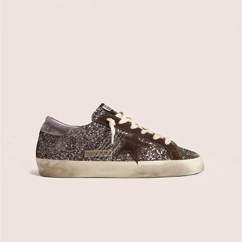 Golden Goose Super Star Shoes  Silver Heel All Silver Glitter
