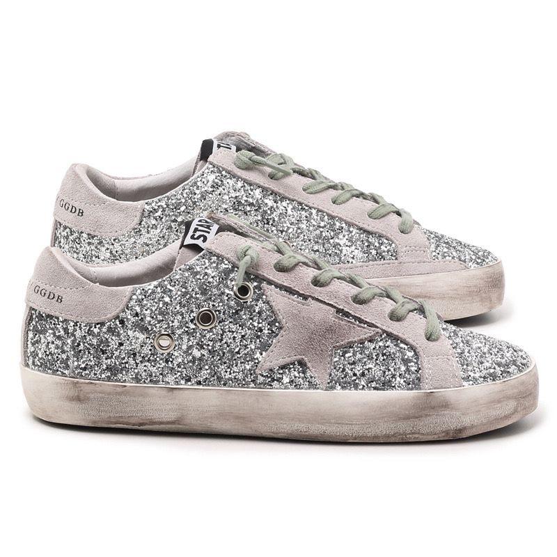 Golden Goose Super Star Shoes  Silver Glitter